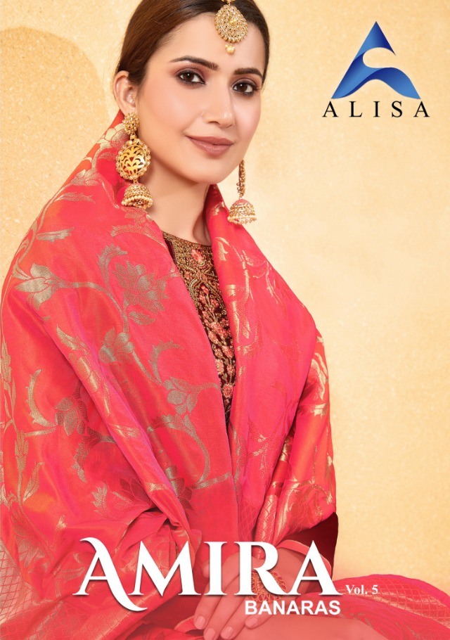 Alisa Amira Vol 5 Satin Georgette With Embroidery Work Dress...