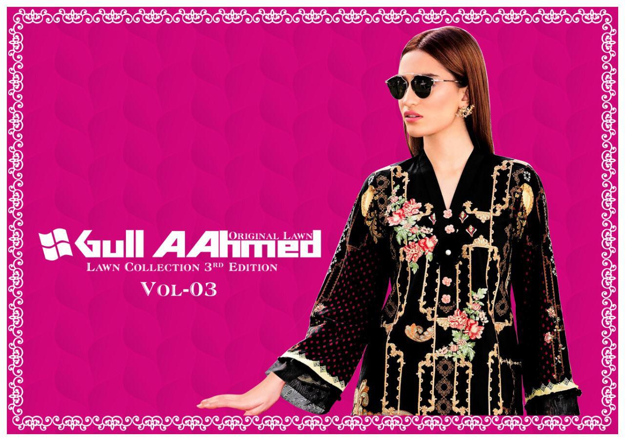 Gul Ahmed Vol 3 Printed Pure Lawn Cotton Dress Material Coll...