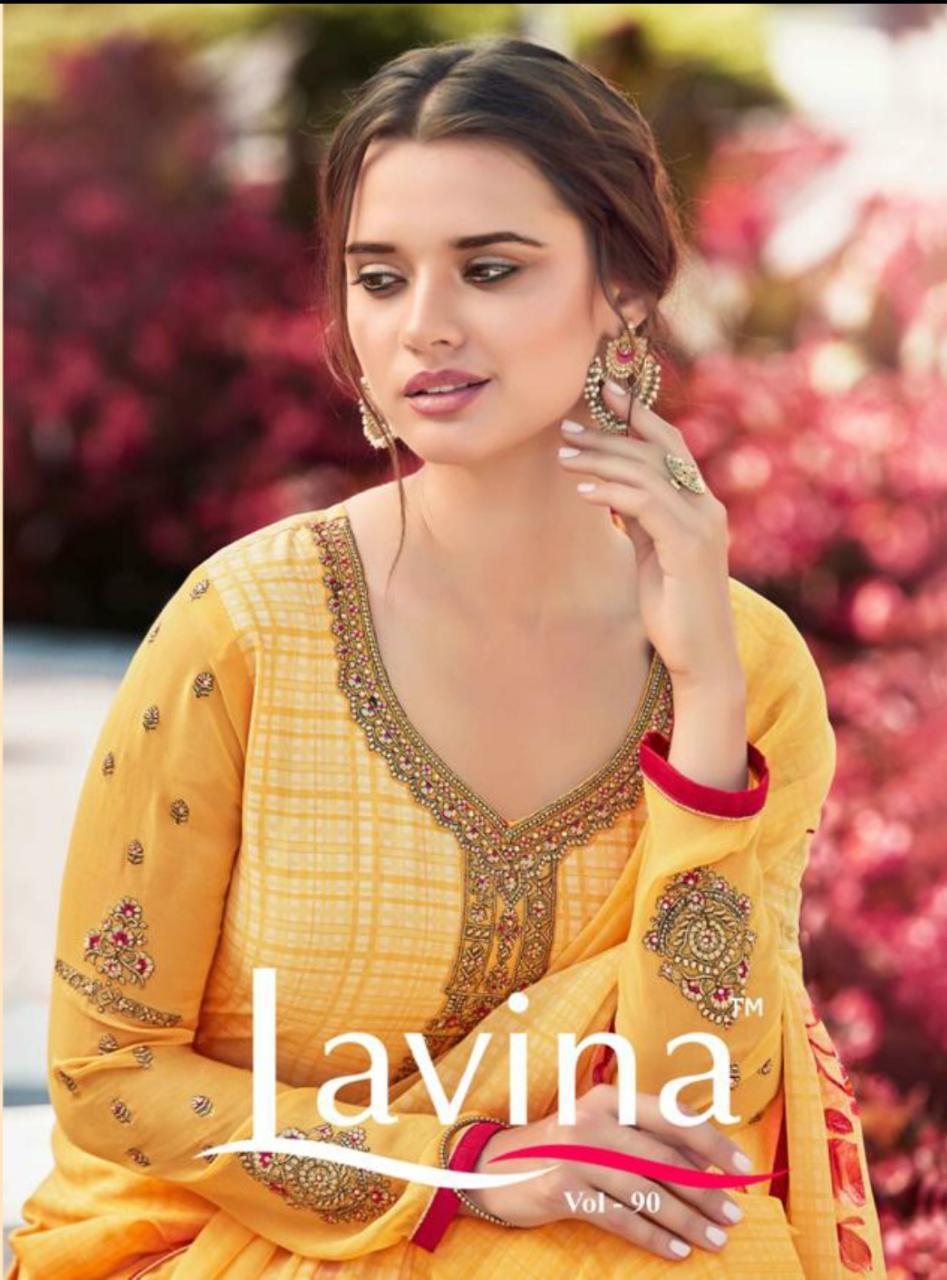 Lavina Vol 90 Printed Silk Crepe With Embroidery Work Dress ...