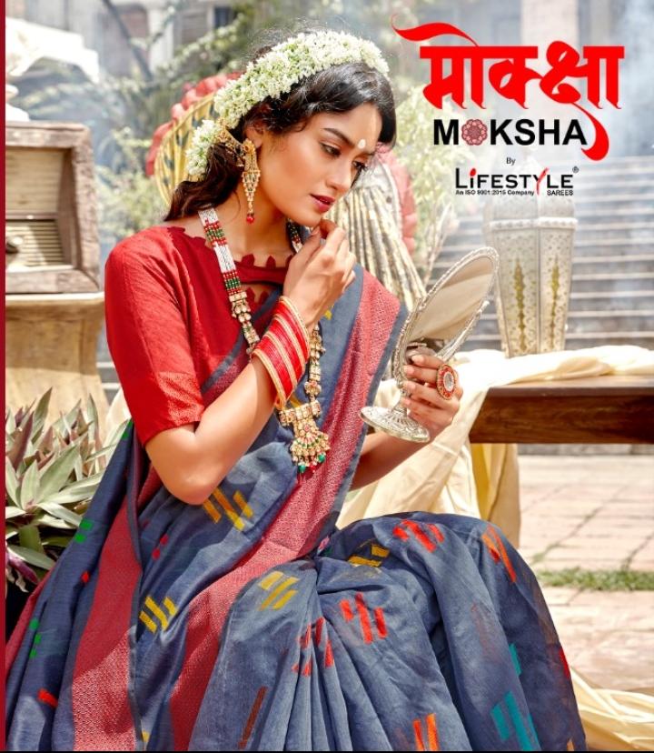 Lifestyle Sarees Moksha Printed Weaving Silk Sarees Collecti...