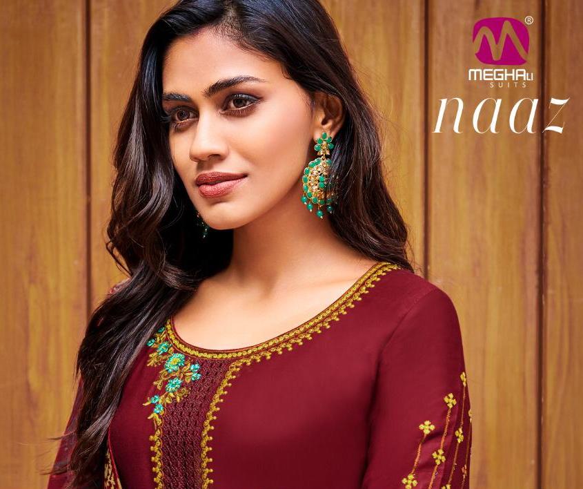 Meghali Suits Naaz Jam Satin With Embroidery Work Straight D...