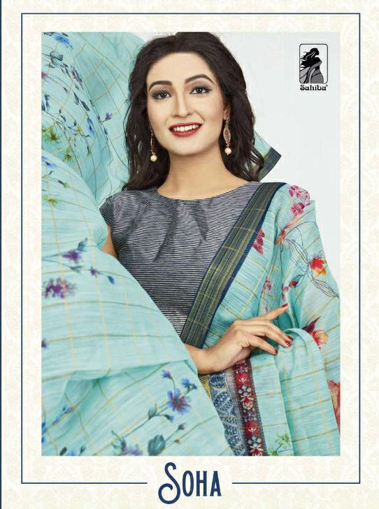 Sahiba Soha Colorful Printed Fancy Regular Wear Sarees Whole...