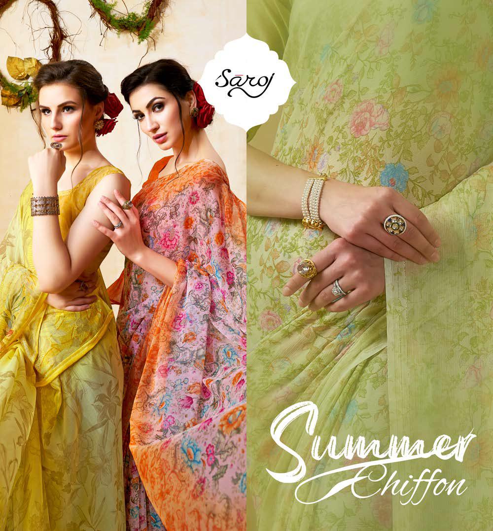 Saroj Summer Chiffon Printed Chiffon Sarees Collection At Wh...