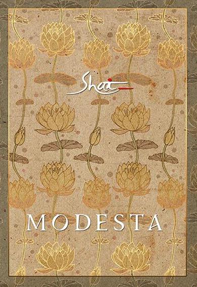 Shai Modesta Designer Gold Printed Pure Russian Silk With Em...