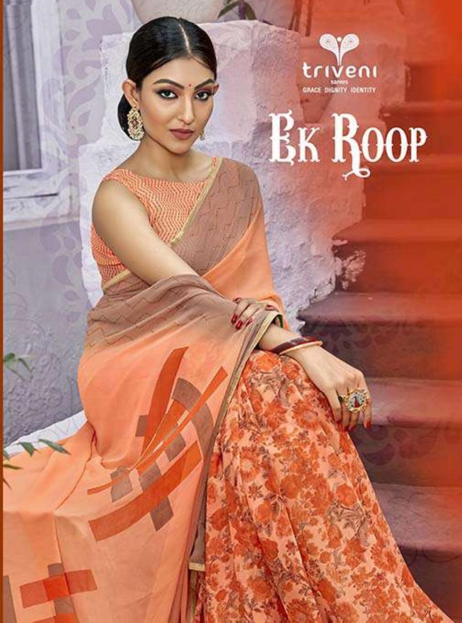 Triveni Ek Roop Printed Georgette Sarees Collection At Whole...