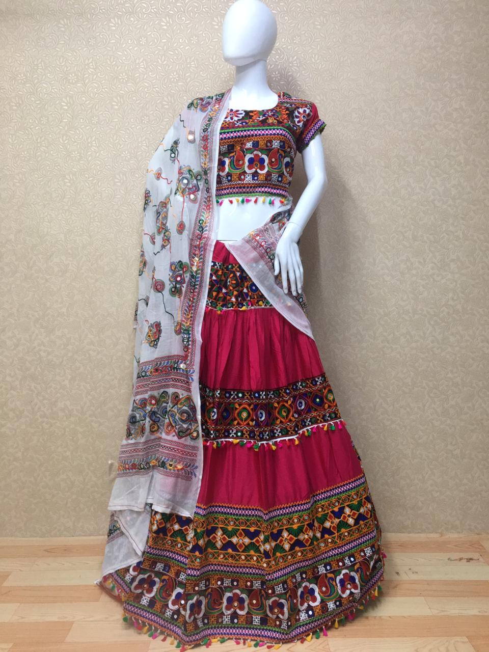 Designer Navratri 2019 Chaniya Choli Maslin Silk With Kutchi...