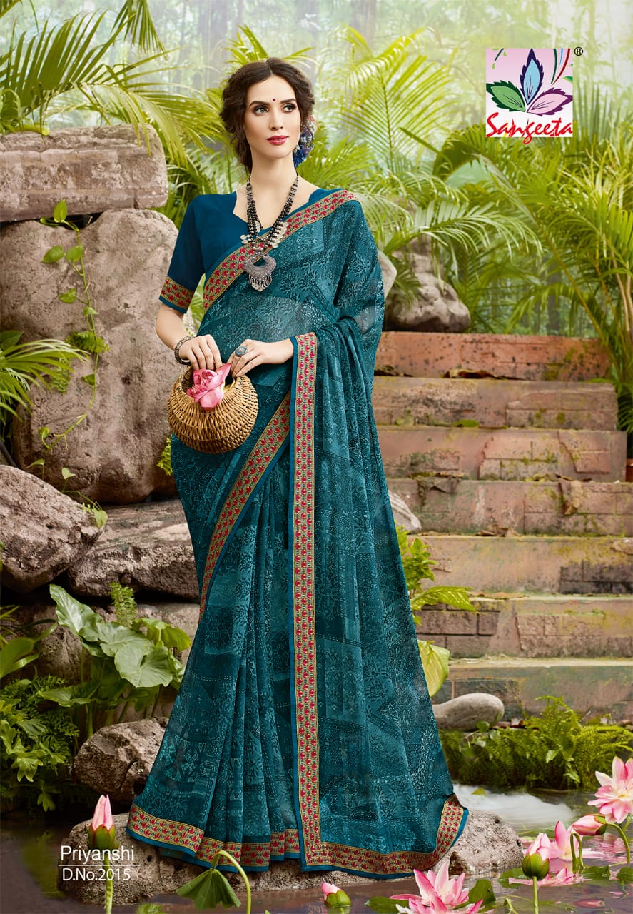 Sangeeta Textiles Priyanshi Printed Georgette With Silk Bord...