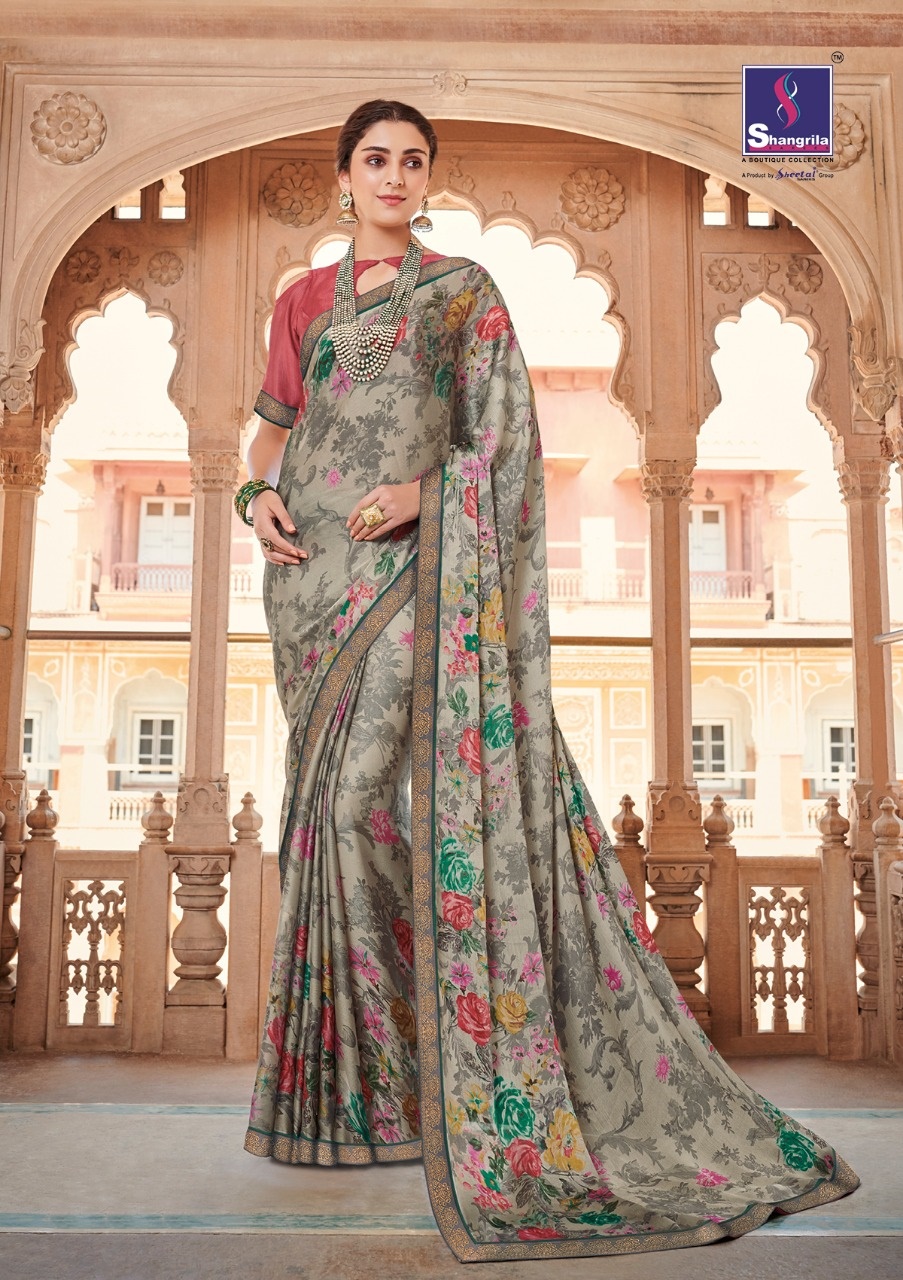 Shangrila Sarees Gulabo Floral Printed Fancy Fabric Sarees C...