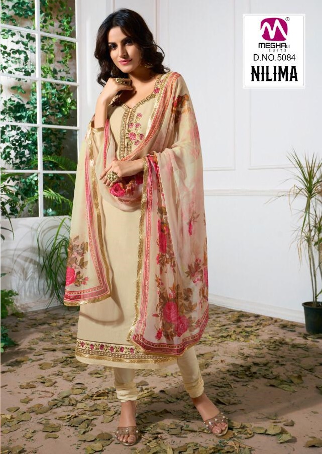 Meghali Suits Nilima Designer Printed Jam Satin With Work Dr...