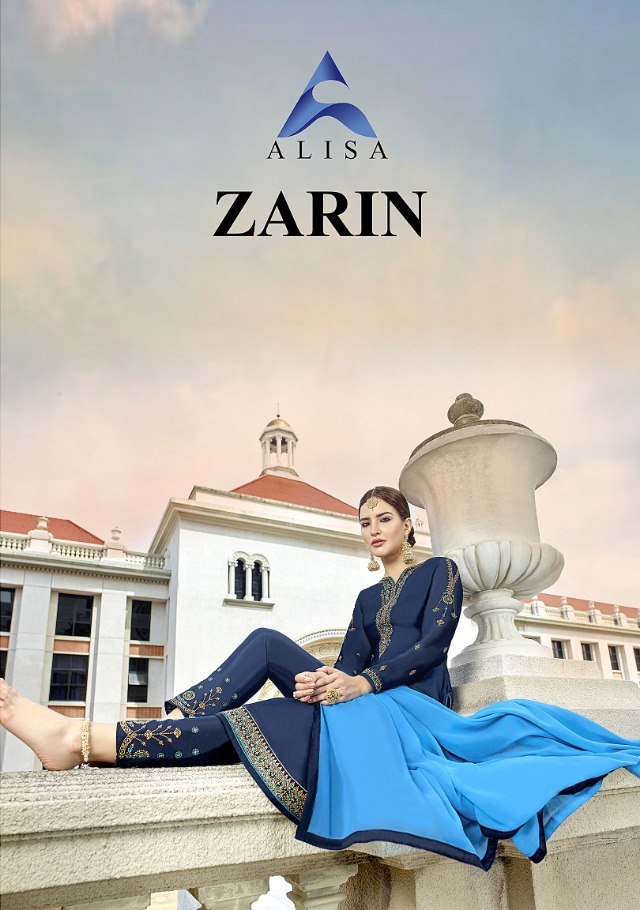 Alisa Zarin Designer Heavy Embroidered Satin Georgette Dress...