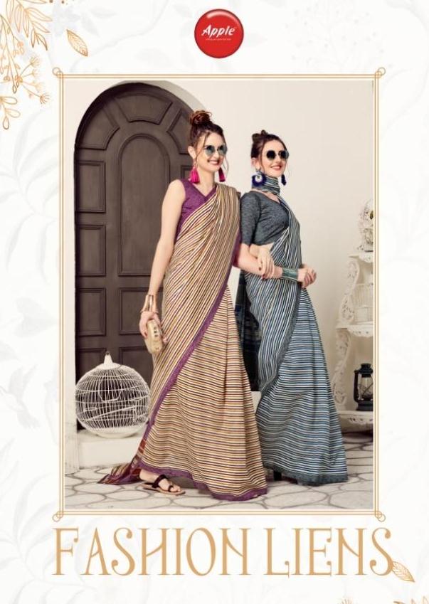 Apple Sarees Fashion Liens Printed Bhagalpuri Cotton Silk Sa...