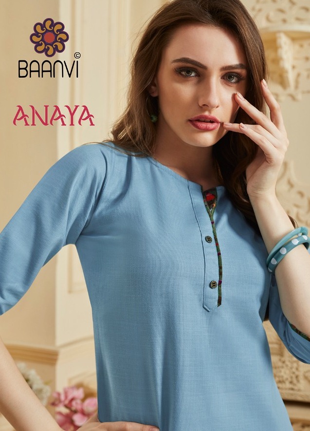 Baanvi Anaya Cotton Straight Fancy Kurtis At Wholesale Rate