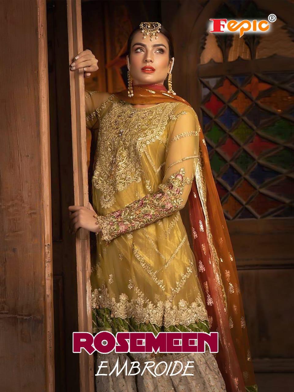 Fepic Rosemeen Embroide Net With Heavy Embroidery Work Pakis...