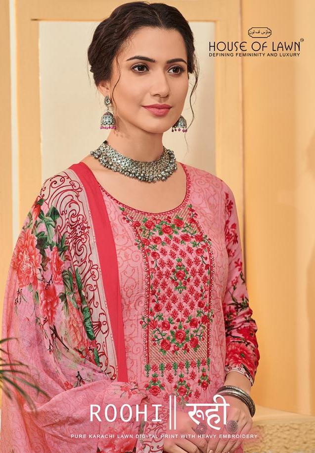 House Of Lawn Roohi Digital Printed Embroidered Pure Karachi...