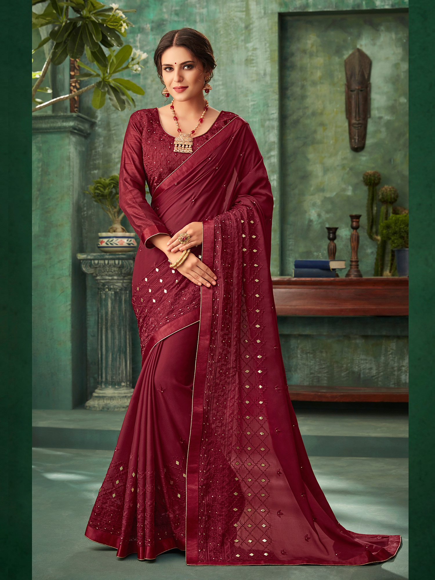 Rangoli Designer Georgette With Embroidery Work Sarees Colle...