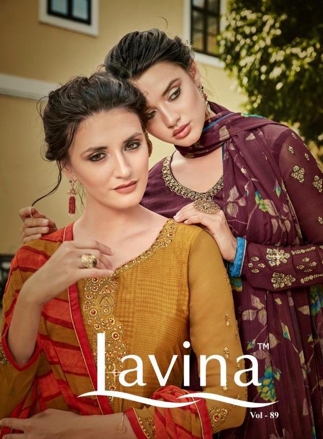 Lavina Vol 89 Printed Silk Crepe With Embroidery Work Straig...