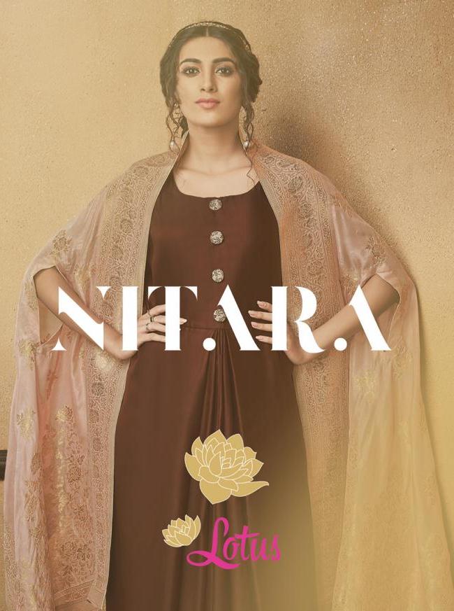 Nitara Lotus Designer Readymade Silk Gown With Viscose Jacqu...