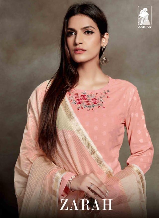 Sahiba Zarah Cotton Zari Butta With Embroidery Work Dress Ma...