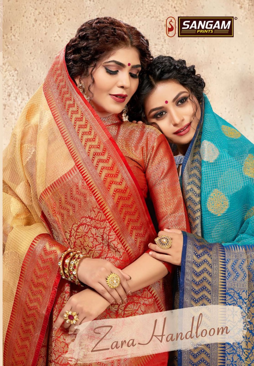 Sangam Prints Zara Handloom Traditional Handloom Silk Sarees...
