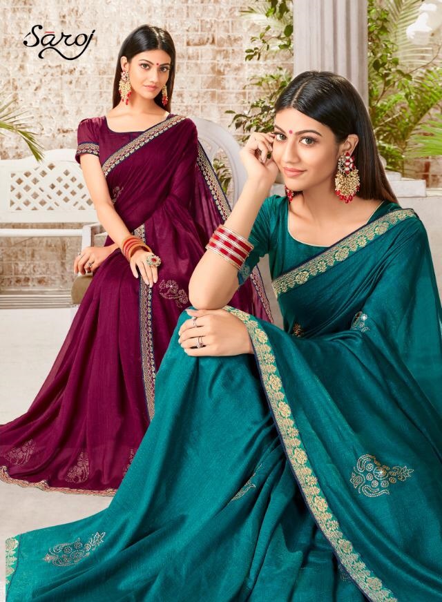 Saroj Silk Touch Designer Vichitra Silk Sarees Collection At...