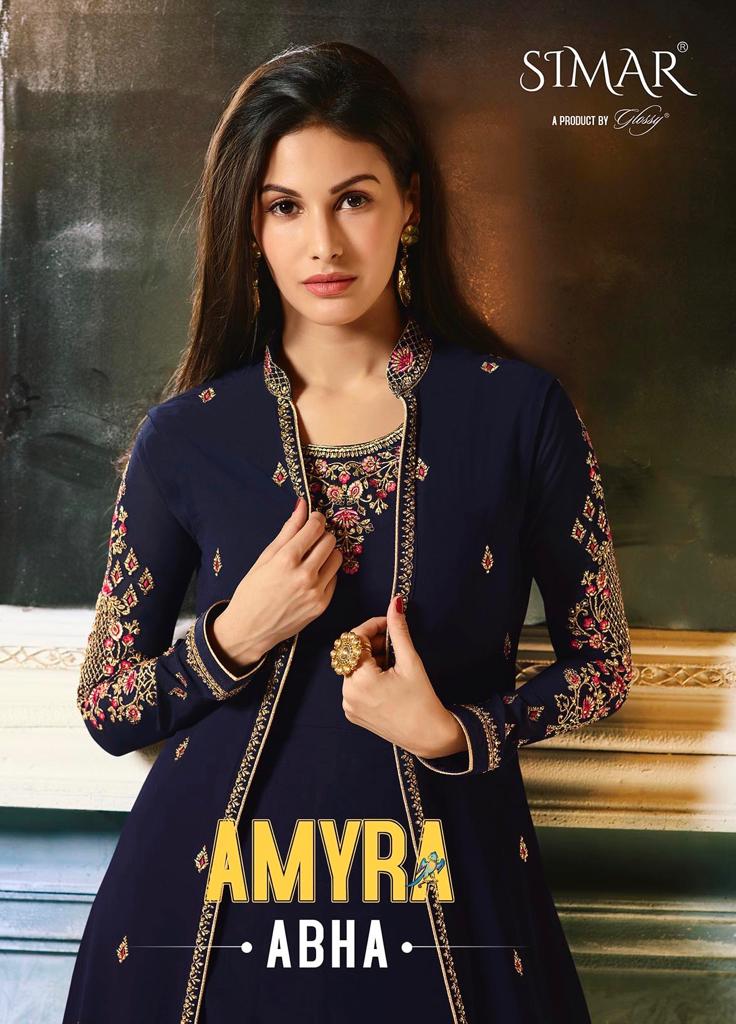 Glossy Amyra Abha 9054-9061 Series Heavy Embroidered Georget...