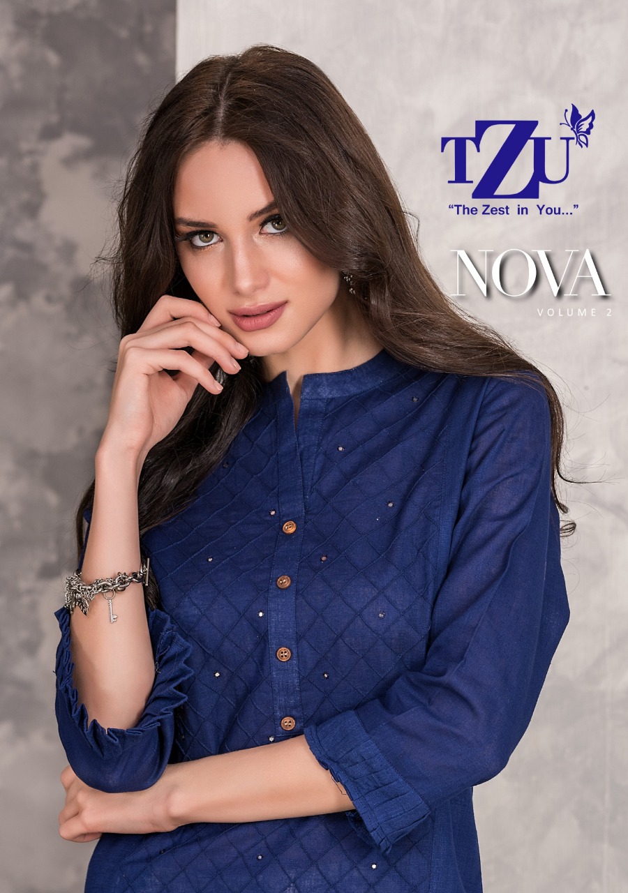 Tzu Nova Vol 2 Designer Cotton Straight Readymade Kurtis Wit...