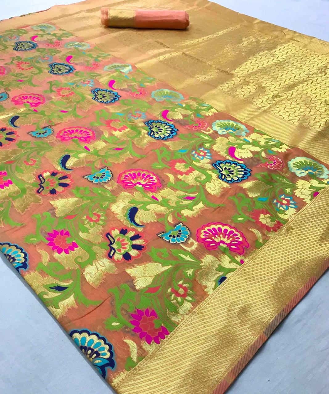 Gulab Designer Pure Cotton Weaving Sarees Collection At Whol...