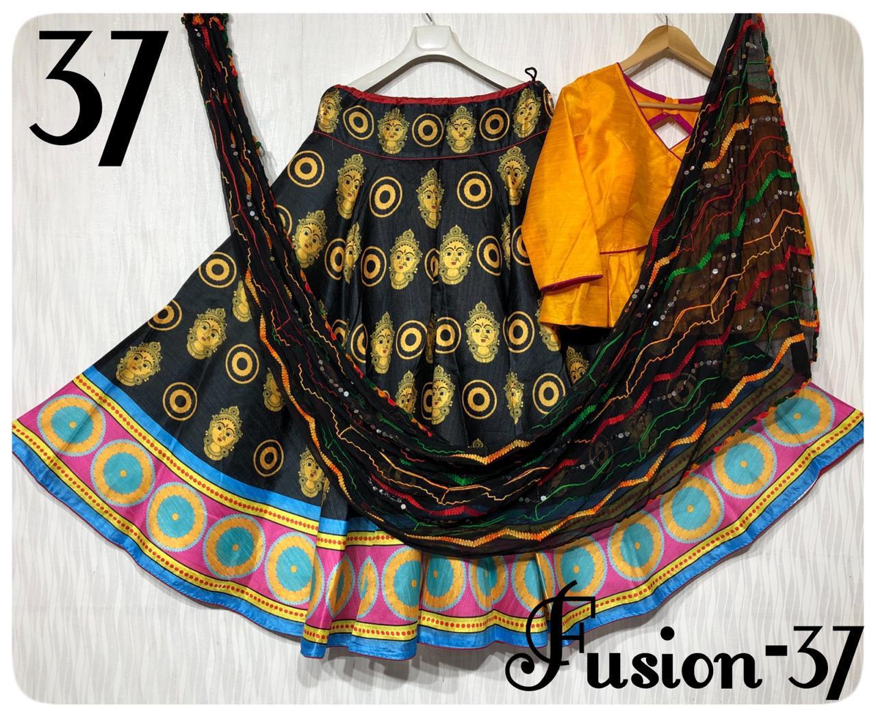 Fusion Vol 37 Designer Digital Printed Silk Navratri Lehenga...