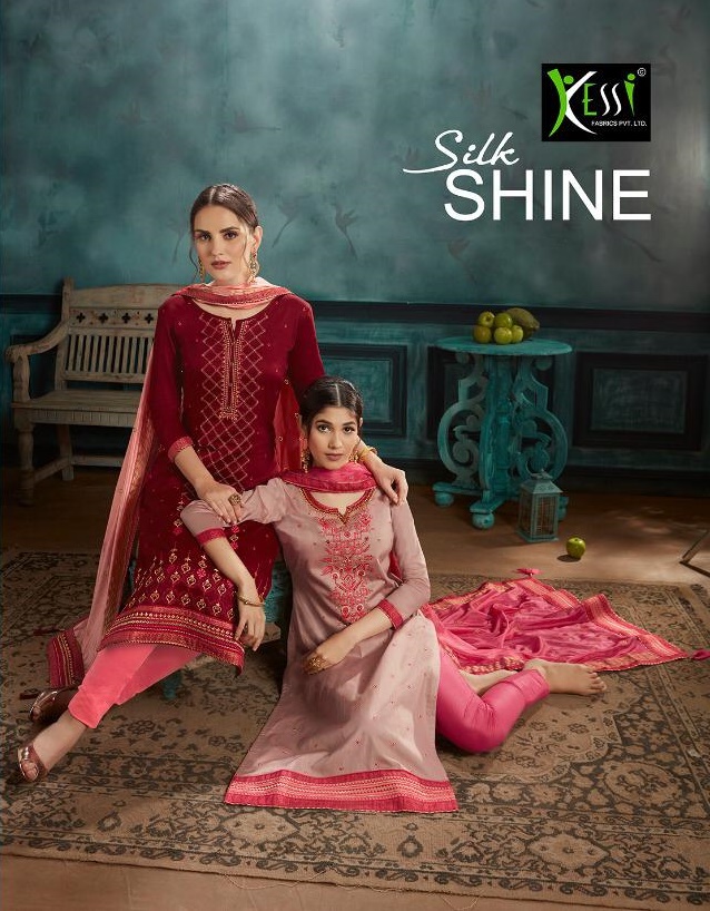 Kessi Fabrics Silk Shine Jam Silk With Embroidery Khatli Wor...