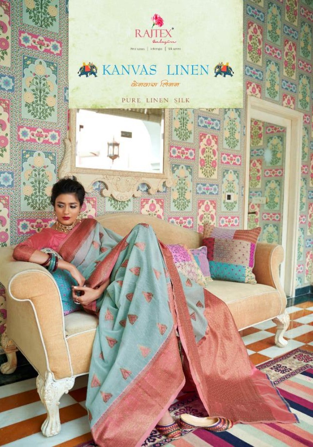 Rajtex Sarees Kanvas Linen Designer Pure Linen Traditional S...