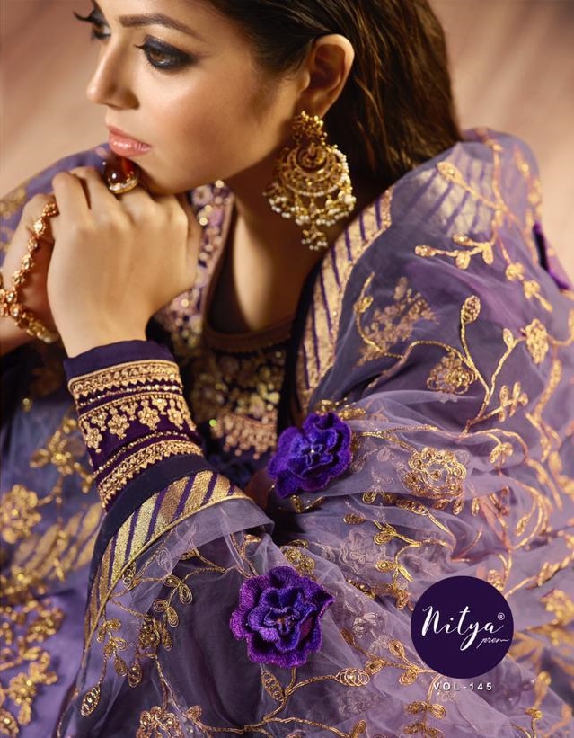 Lt Fabrics Nitya Vol 145 Net And Georgette With Heavy Embroi...