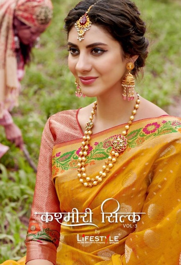 Lifestyle Sarees Kashmiri Silk Vol 3 Designer Heavy Traditio...