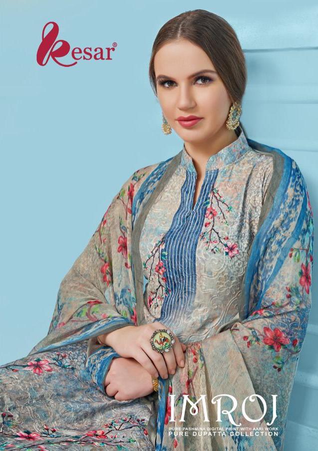 Kesar Imroj Digital Printed Embroidered Pure Pashmina Dress ...