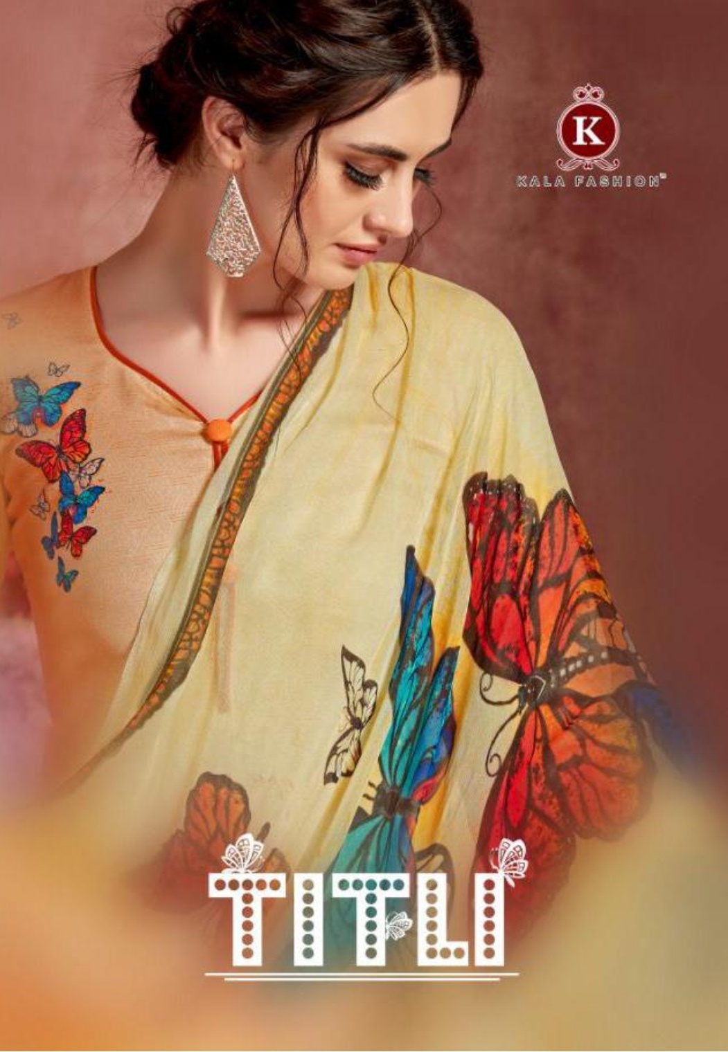 Kala Fashion Titli Digital Printed Cotton Satin Dress Materi...