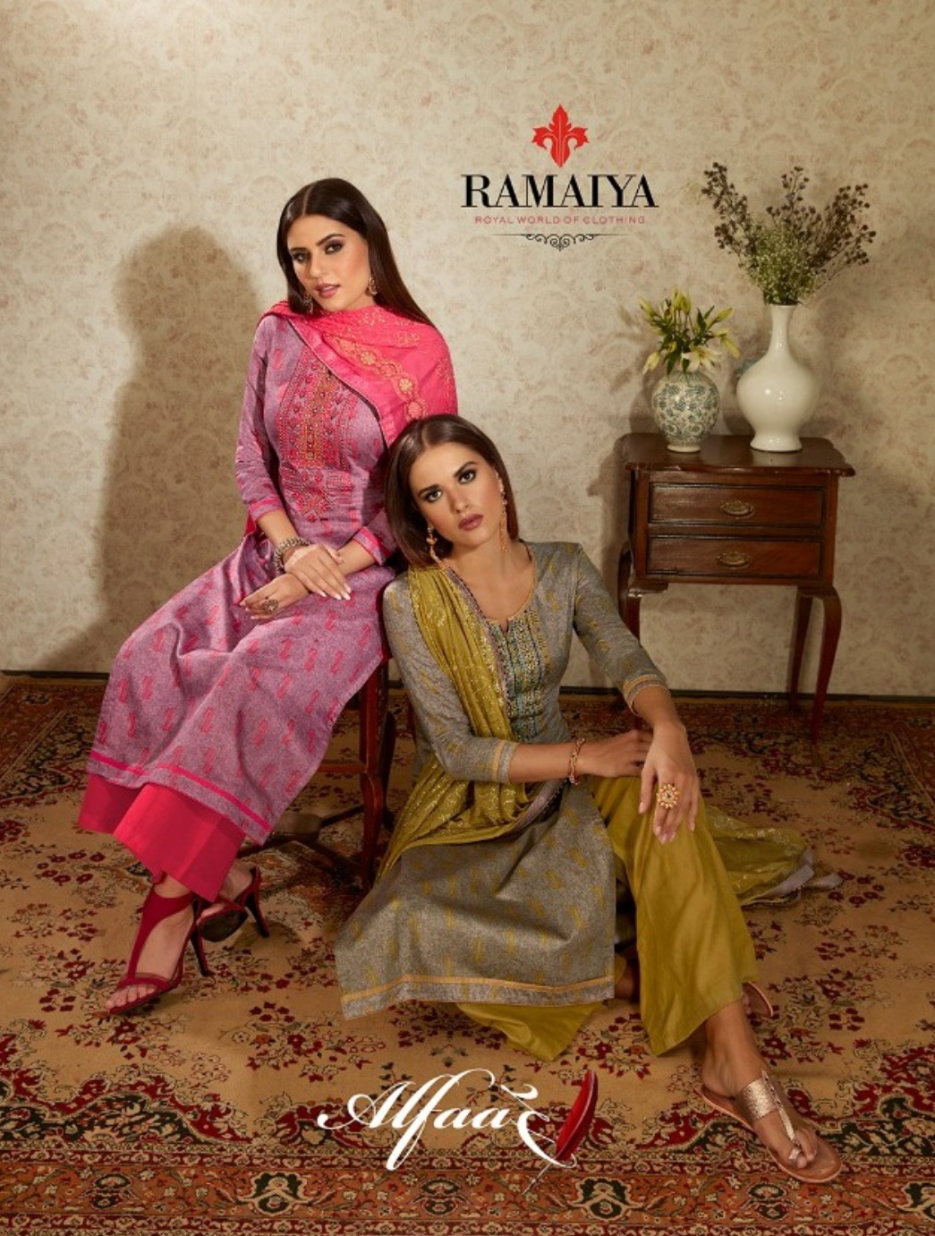 Kessi Fabrics Ramaiya Alfaaz Cotton Satin With Embroidery Kh...