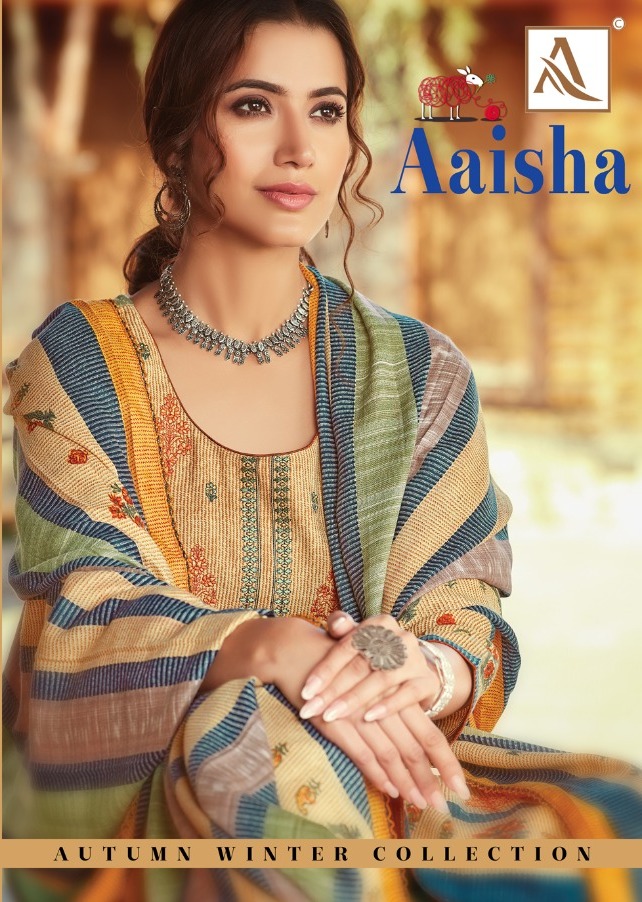 Alok Suits Aaisha Digital Printed Embroidered Pure Pashmina ...
