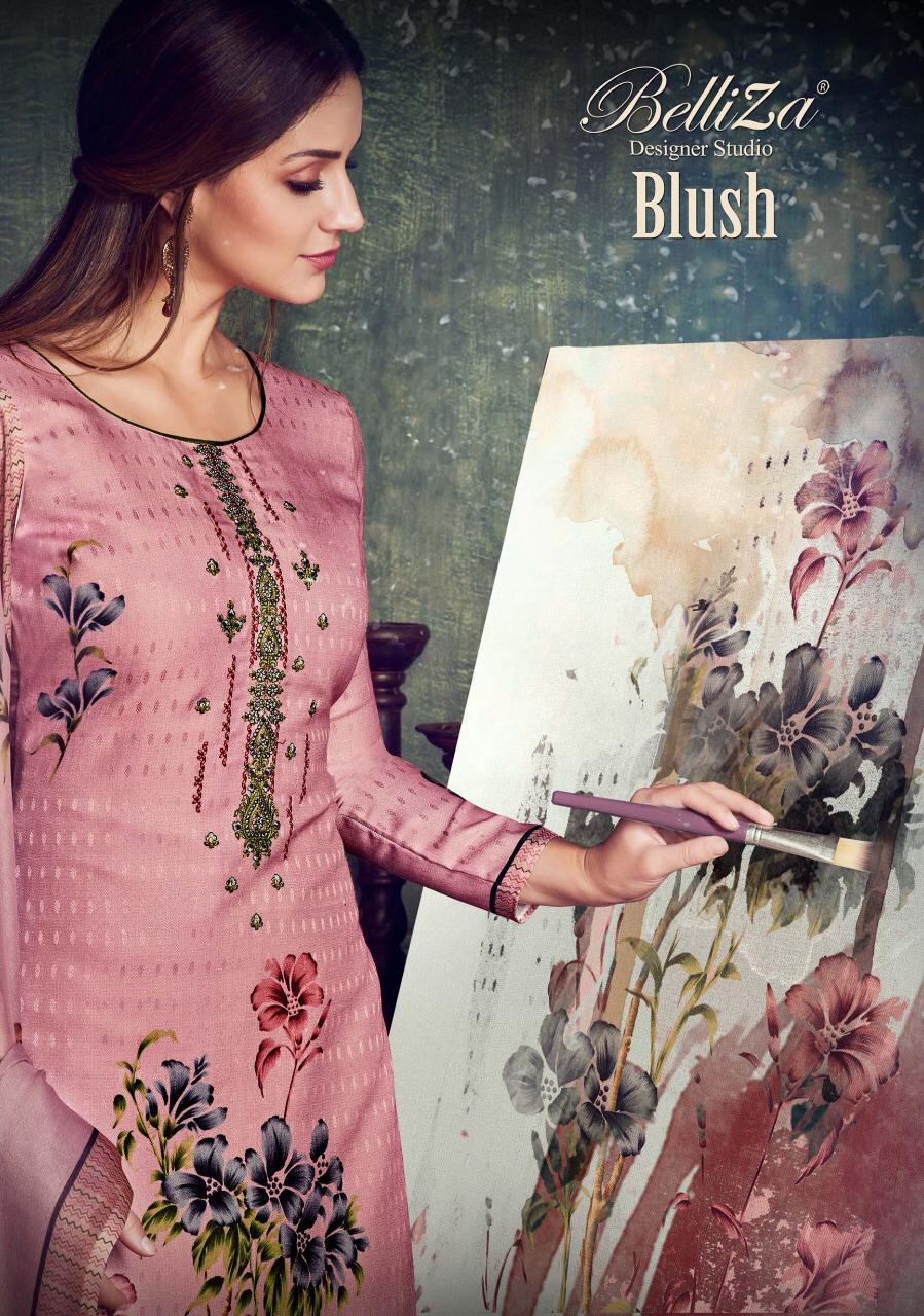 Belliza Designer Studio Blush Digital Printed Embroidered Pu...