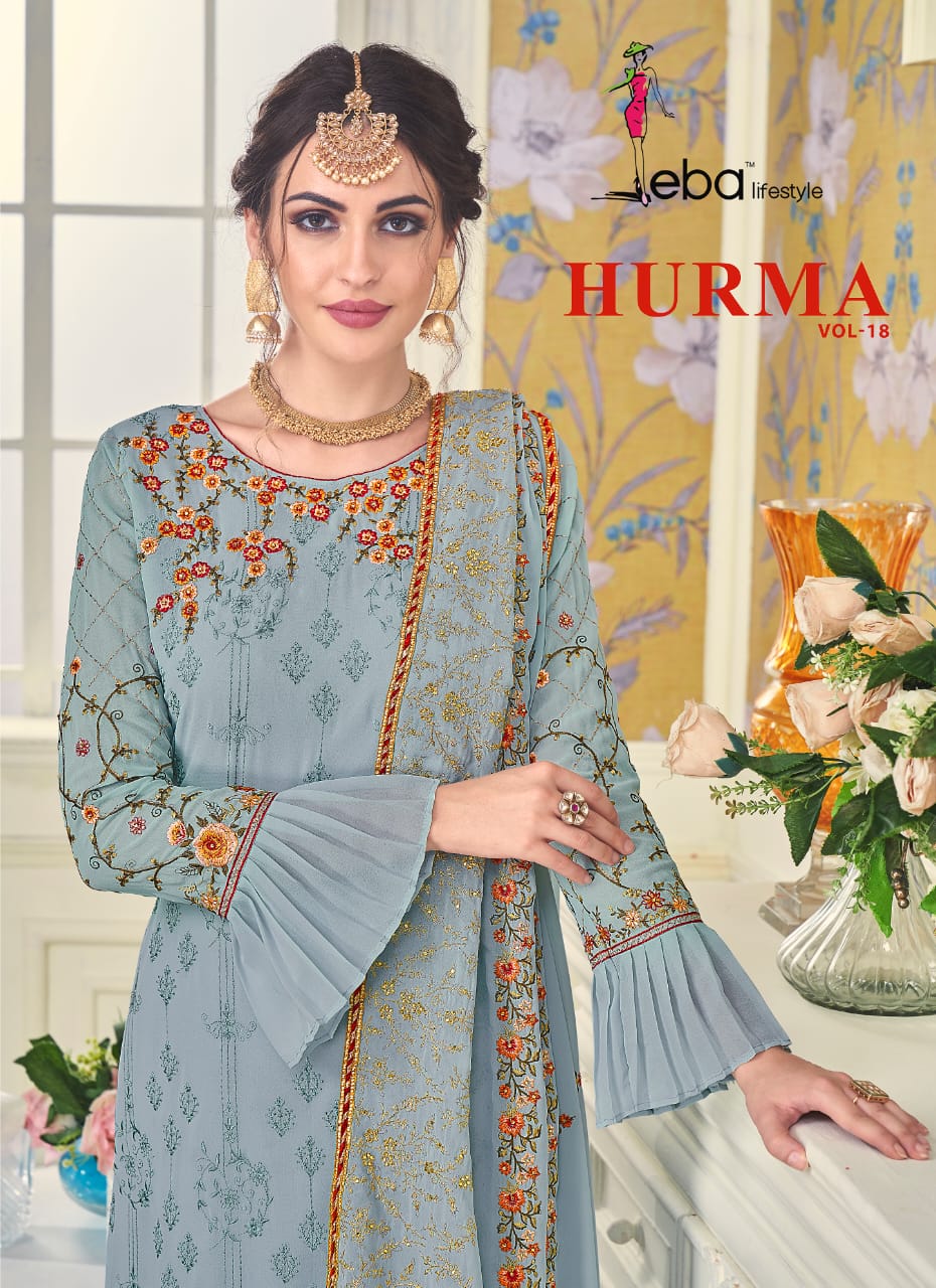 Eba Lifestyle Hurma Vol 18 Heavy Faux Georgette With Lucknow...