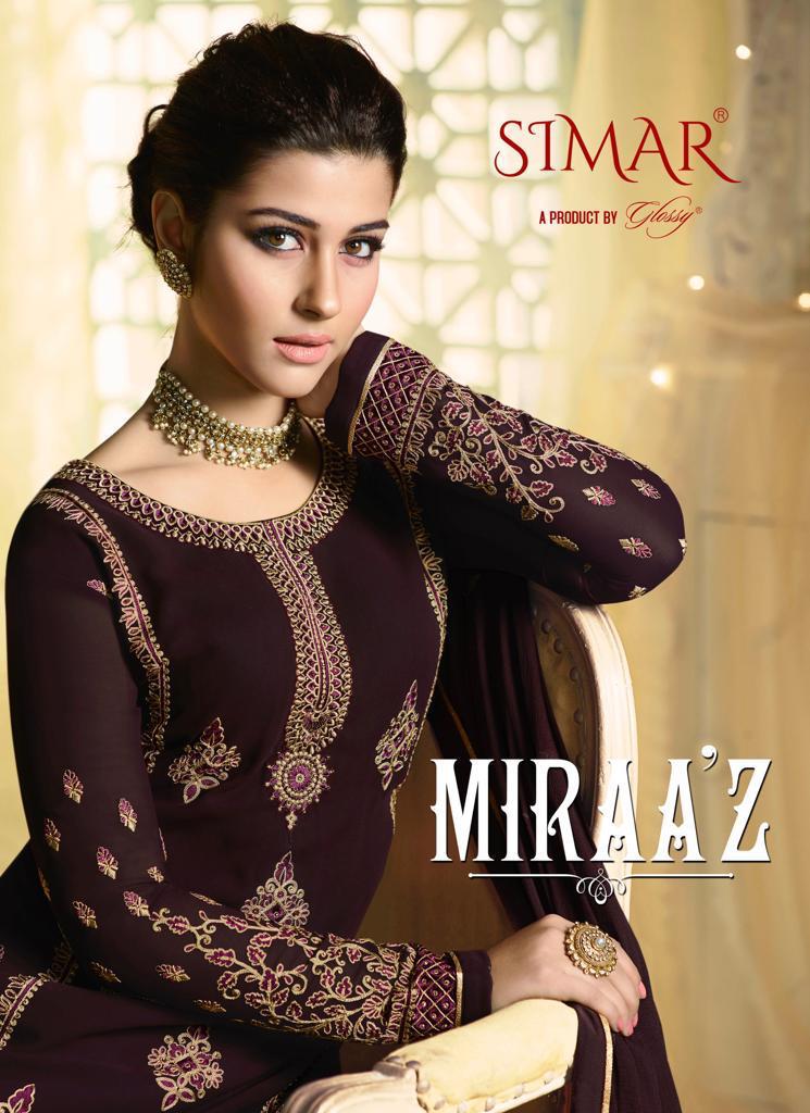 Glossy Simar Miraaz Georgette With Heavy Embroidery Work Str...