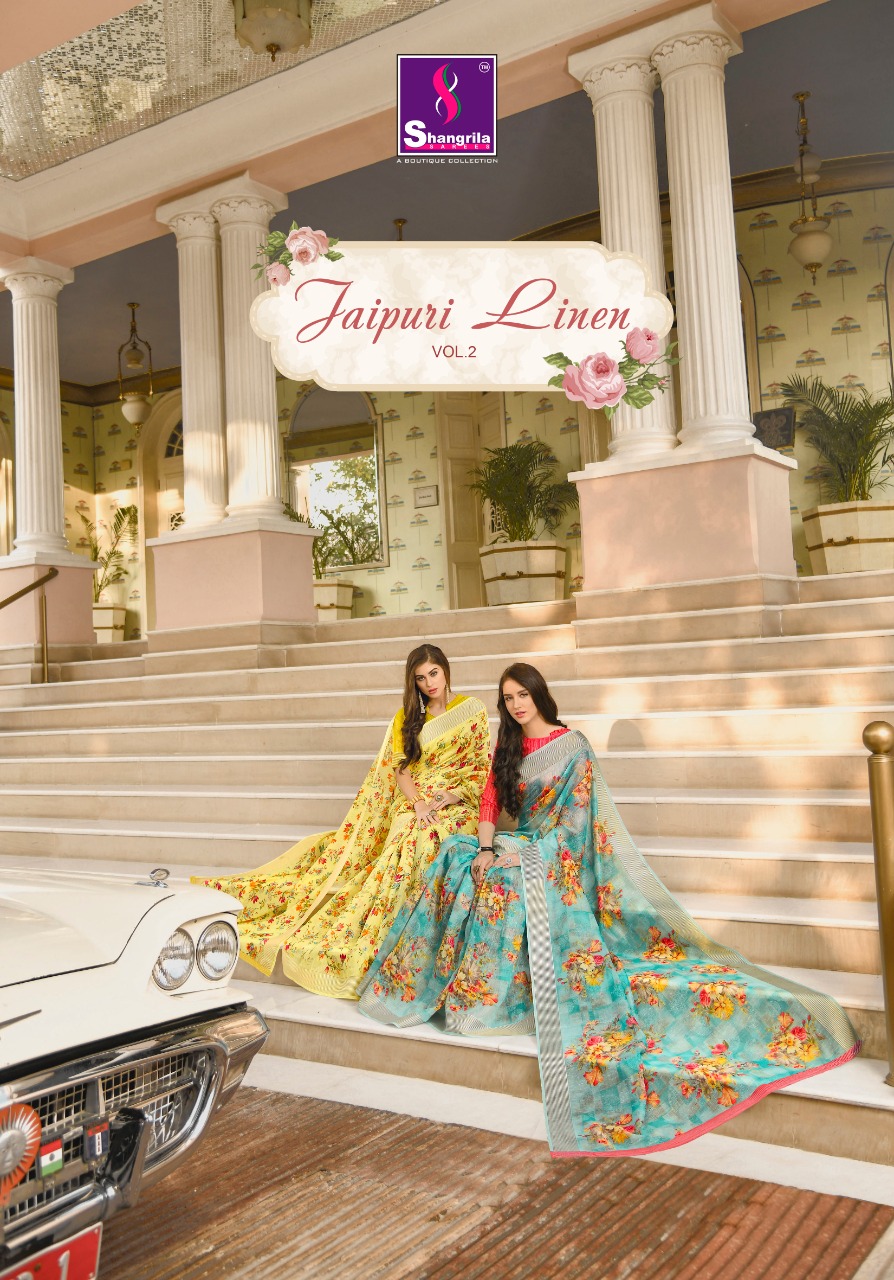 Shangrila Sarees Jaipuri Linen Vol 2 Floral Printed Linen Co...
