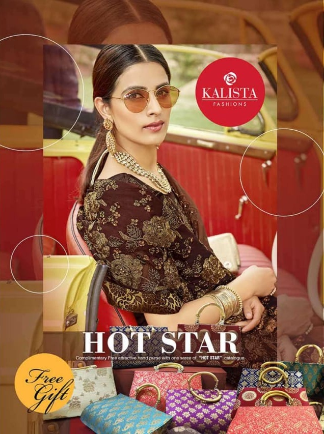Kalista Fashions Hot Star Heavy Embroidered Fancy Fabric Sar...