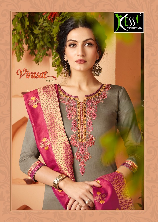 Kessi Fabrics Virasat Vol 4 Jam Silk With Khatli Embroidery ...