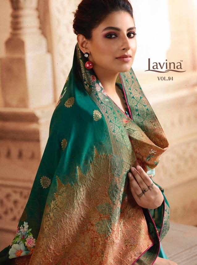 Lavina Vol 94 Tusser Silk Satin With Embroidery Work Dress M...