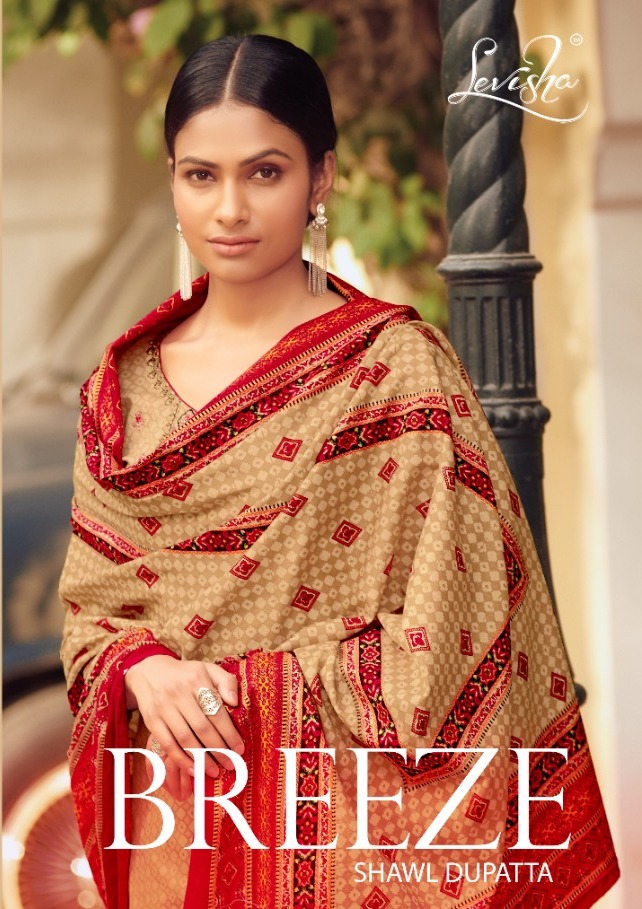 Levisha Breeze Pure Pashmina Print With Fancy Self Embroider...