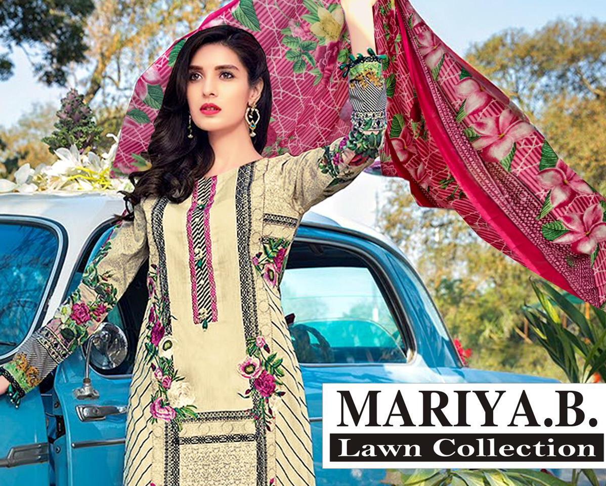 Maria B Lawn Collection Printed Pure Lawn Cotton Dress Mater...