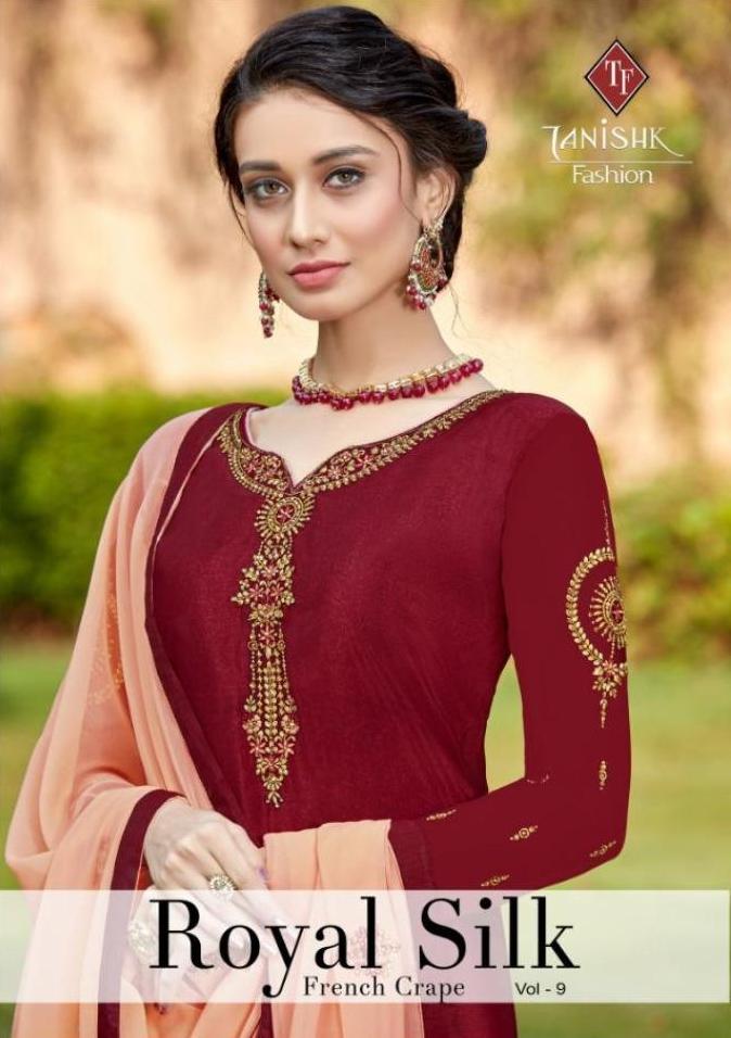 Tanishk Fashion Royal Silk Vol 9 Embroidered Pure French Cre...