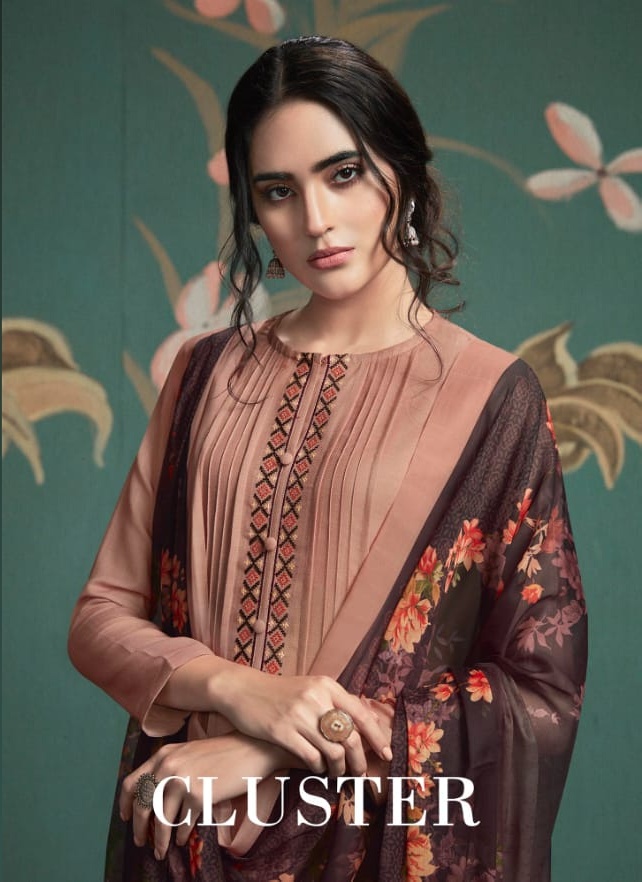 Sahiba Cluster Digital Printed Embroidered Pashmina Dress Ma...