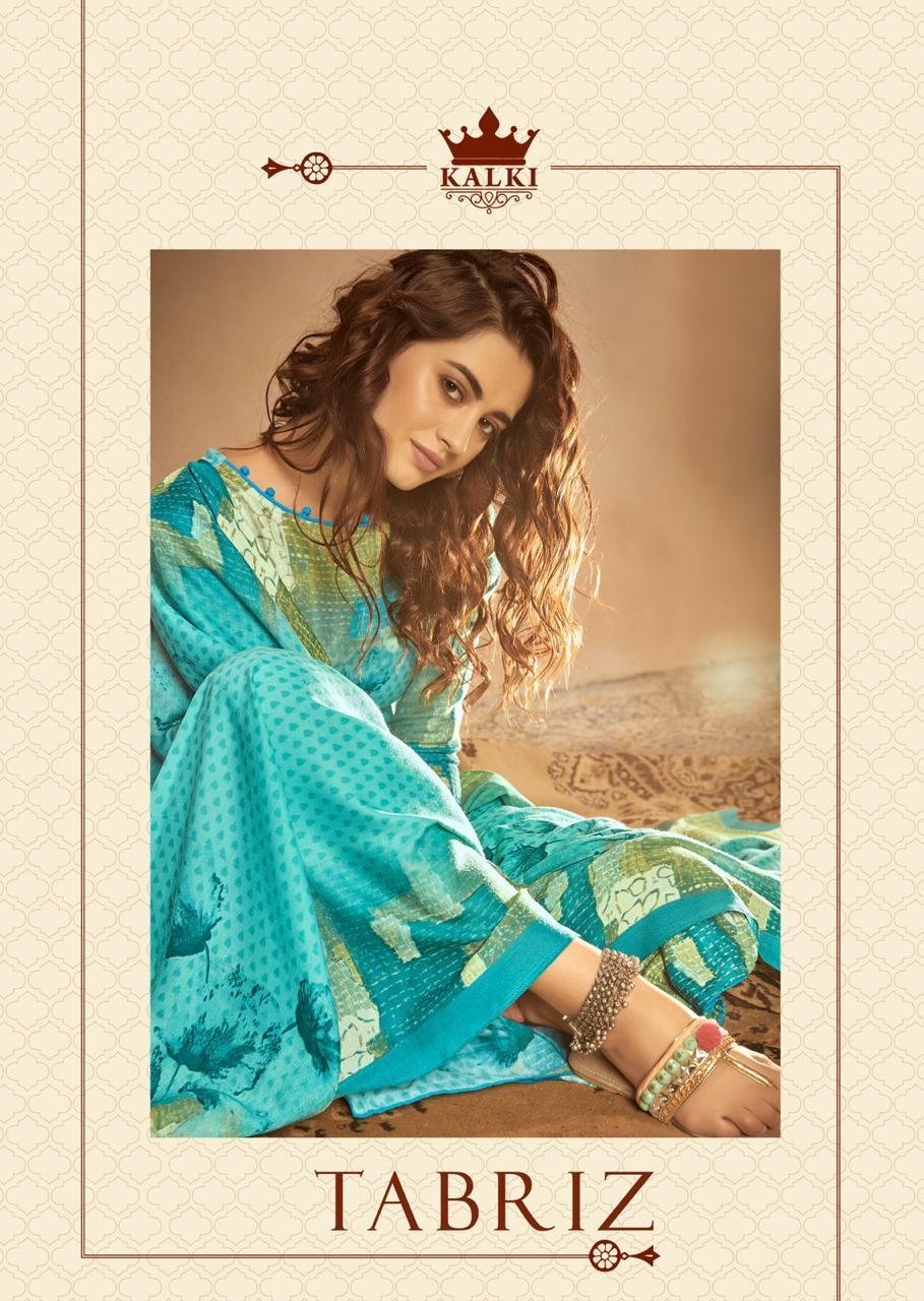 Kalki Fashion Tabriz Digital Printed Pure Pashmina Dress Mat...