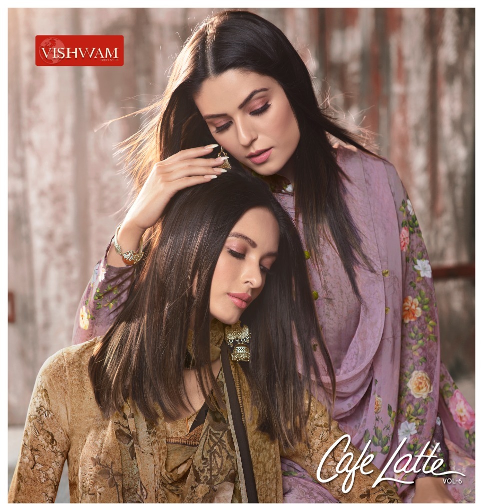 Vishwam Fabrics Cafe Latte Vol 6 Printed Crepe Dress Materia...