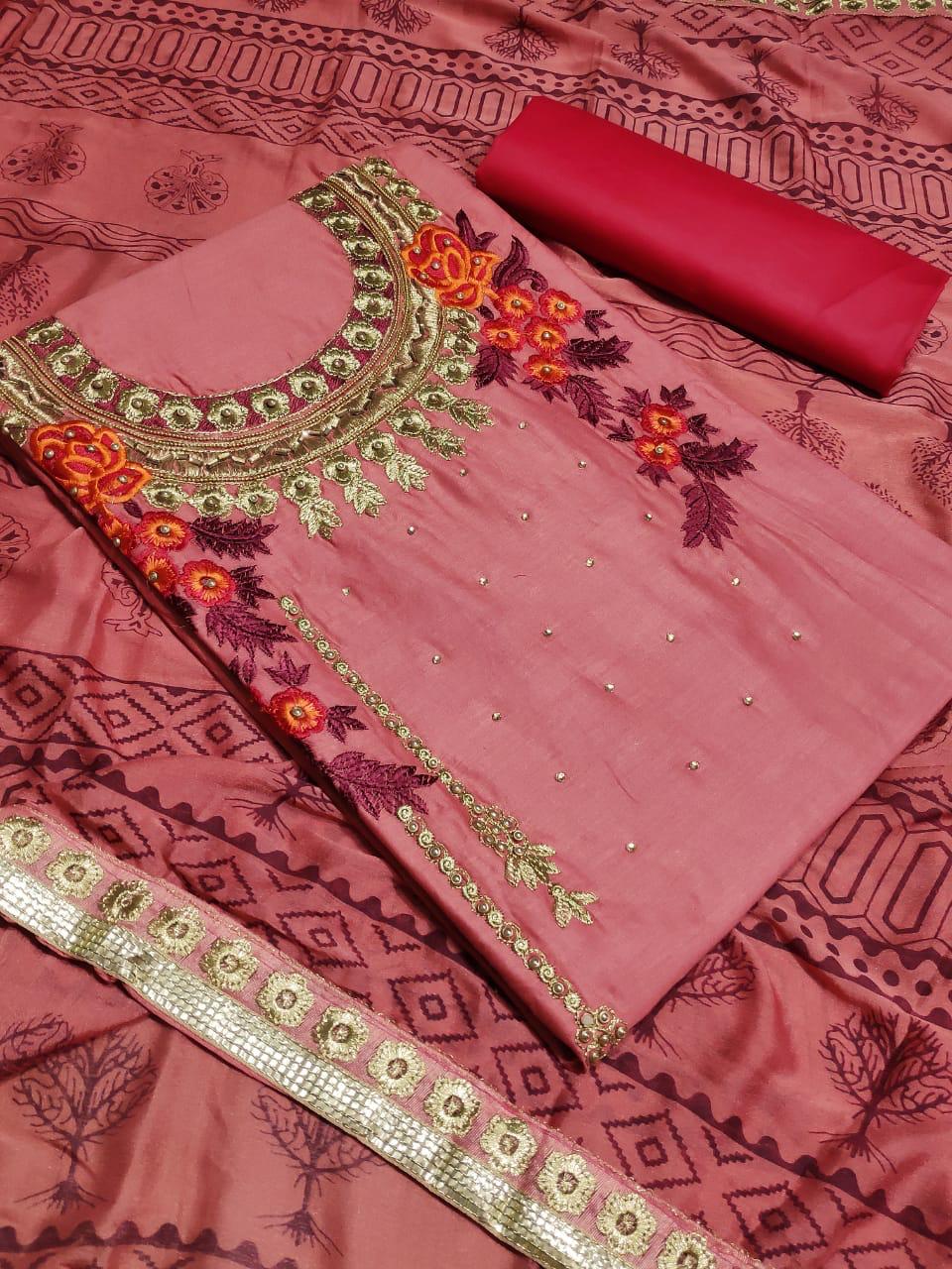 Latest Non Catalog Glaze Cotton With Embroidery & Hand Work ...